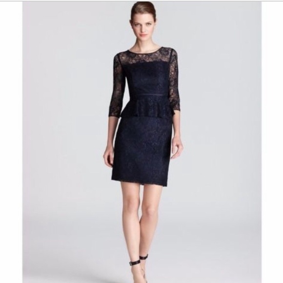 Adrianna Papell Dresses & Skirts - Lace navy party evening peplum dress